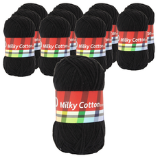 brandyarn Milky Cotton Red系列 棉混紡針織線 Set, 黑色, 50克 2入, 棉60.8% 壓克力39.2%, 12捲