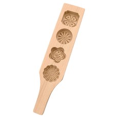 小麥購物 高級木質月餅糕點模具 L971, 四孔花朵, 1個
