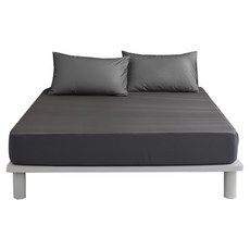 Blue Cat 藍貓 防水保潔墊 Set 台灣製造 100%防水透氣 床包式保潔墊 -深灰, 5尺(150 x 186cm) + 防水枕套( 45 x 75cm) 枕套2個