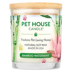 PET HOUSE 室內除臭寵物香氛蠟燭-青竹薄荷，天然大豆蠟，美國製造，可重複使用, 255g, 1罐