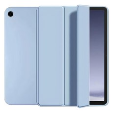 ANTIAN 蜂窩散熱液態矽膠平板皮套 智慧休眠喚醒三折支架保護套 PU皮液體親膚, 三星 Galaxy Tab A9+, 白冰藍, 1個