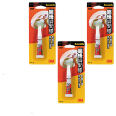 3M Scotch 超級瞬間膠, 黏著力強 膏狀不溢流 適用於凹凸表面 快乾 省時, 3條