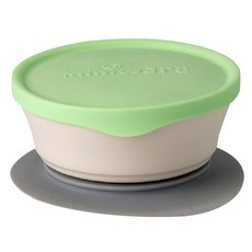 Miniware 聚乳酸麥片碗組 適用於4個月以上的寶寶 含可拆卸吸盤腳, 香草色+綠色, 1組