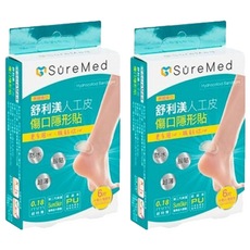 SureMed 舒利渼 人工皮傷口隱形貼 腳跟用 中傷口 6入, 2盒