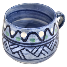 美濃燒 浪流幾何馬克杯 日本製 250ml, 1個, 藍色