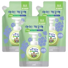 LION 獅王 趣淨 泡泡洗手慕斯補充包, 青葡萄香, 450ml, 3包