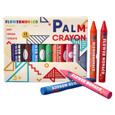 FLOWER MONACO Palm Crayon 12色 蠟筆套裝 3歲以上適用, 1組