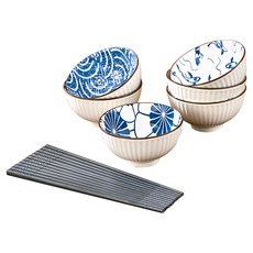 好料理 六入食器 Set, YA023001, 碗4.5吋 6個 + 合金筷24cm 6雙, 1組