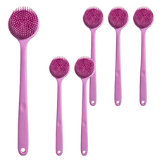 矽膠洗澡洗背刷, 38x8x3.5cm, 粉紅佳人, 6支