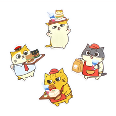 FUMEANCATS 黃阿瑪的後宮生活 後宮快餐店防水貼紙包 6 x 5cm 4入, A款 多色, 1組