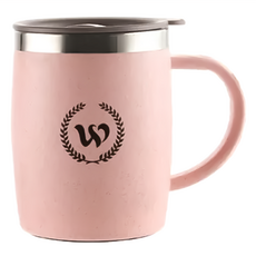 辦公室咖啡杯 冷泡茶杯 沖泡杯 304不銹鋼保溫杯 帶蓋, 北歐粉, 420ml, 1個