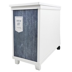 TEnma 天馬 INTERIOR BOX上掀式多功能附輪收納櫃 輕量PP塑膠材質 環保安全 小尺寸 28L, 牛仔紋 白色, 1個