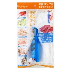 KAI 貝印 House 真空保存袋組 真空泵浦 1入 真空保鮮袋 6入(S 3入 + M 3入), S(20 x 22cm) + M(23 x 27.5cm), 1組