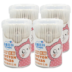 適膚克林 細紙軸棉棒 圓罐, 200支, 4罐