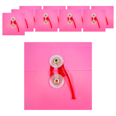 hfpwp 超聯捷 台灣製環保無毒PP橫式附繩立體透明公文資料文件袋紅色, 10個, A4