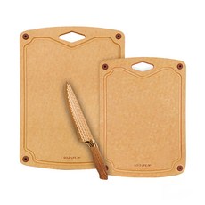 GOLD LIFE 酷澎獨家款 高密度不吸水木纖維砧板, 1組, 砧板 M + 砧板 L + 鈦好主廚刀