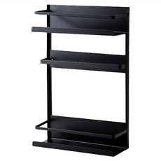 拍平方 磁吸冰箱置物架 雙層 碳鋼噴塑 25x12.5x38.5cm, 黑色, 1個