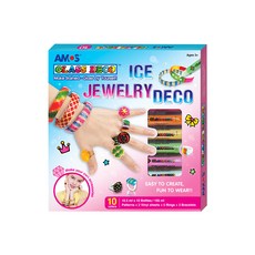 AMOS 阿摩司 戒指手環玻璃彩繪膠 10色 附圖案和乙烯基片、戒指和手鐲, 1盒, Multicolor