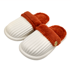 ego life 可拆卸毛絨EVA防水防滑保暖男女室內拖鞋 MS3878-白色 38-39, 240mm
