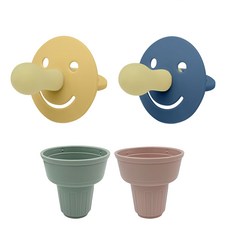 FROMISE 微笑安撫奶嘴組, 第1階段(0~6個月), 奶嘴 黃色 + 深藍色, 1組