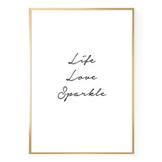 簡愛 40 x 30cm 金色框 Life Love Sparkle, 金色