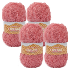 brandyarn 奶油系列 菜瓜布編織線 13號 玫瑰粉色 80克 4個, 20捲