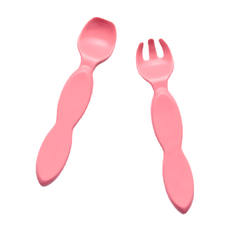 SIMPLA 玉米田 天然玉米生質材料嬰童餐具, 幼兒湯匙 + 叉子, 淺紅色, 1組