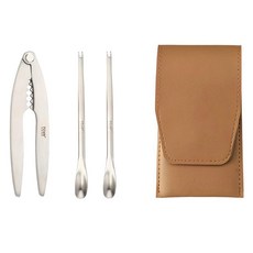 台灣 Push 餐具用品 304不鏽鋼蟹鉗叉3件套 蟹叉 2支 + 蟹鉗, 蟹鉗15 x 3.7cm 蟹叉15 x 1.3cm 收納套17 x 9cm, 豪華版, 1組