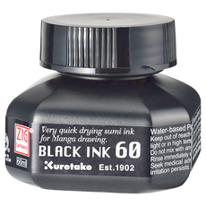 ZIG 漫畫用墨液 CNCE104-6, 快速乾燥墨水, 60ml, 黑色