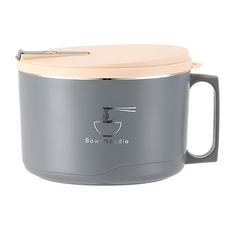 可瀝水不鏽鋼泡麵碗, 1700ml, 附瀝水口, 防滑手柄, 太空灰, 1個