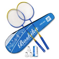 搏仕卡 羽毛球拍 2支 + 羽毛球 3顆 + 球拍袋 套組 PRO601, 1組, PRO 601(藍色)