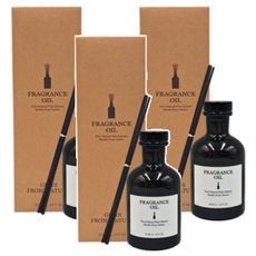 FRAGRANCE 法式精油茶色擴香瓶, 純植物萃取, 100ml, 含擴香棒x6, 3瓶, 暖棉