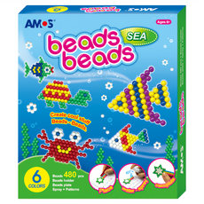 AMOS 阿摩司 益智水拼珠 海洋主題 480顆 6色, 海洋主題 藍色, 1盒