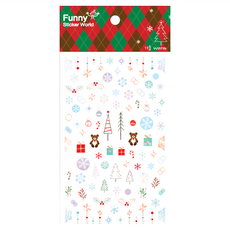 FUNNY STICKER 浮凸貼紙 2個, 小熊聖誕節 紅色, 1組