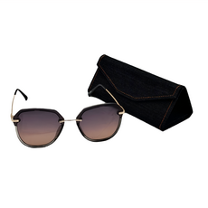 ALEGANT 法式浪漫流行拼接半框 UV400太陽眼鏡, 花草蜂蜜色, 143 x 143 x 58mm