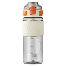 TKK 美國進口 Tritan 哈崙系列 手提式 直飲 + 吸管 運動水壺 600mL 電光白, 1個