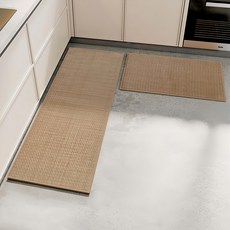 半島良品 雪尼爾編織吸水防滑地墊組, 米色