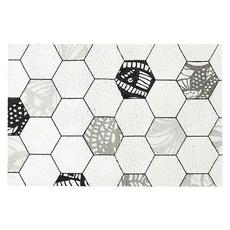 北歐風 刮沙絲圈地墊 810g, 灰白六角, 1個