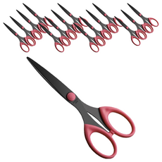 不鏽鋼黑刃剪刀 G303 16.5 x 6.5cm 34g, 紅手柄, 16個