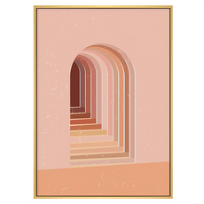 Boluo 菠蘿選畫所 幾何建築I PS環保樹脂框+油画布+松木內框, 59.4 x 42cm, 木色