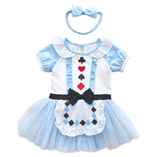 Kori Deer 可莉鹿 女嬰寶寶萬聖節變裝連身衣-多款短袖 附贈可愛髮帶 讓寶貝成為萬聖節焦點, 70cm, 愛麗絲