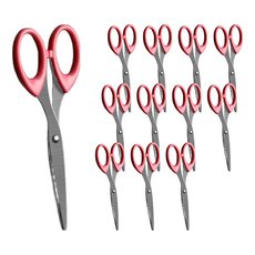 不鏽鋼黑刃剪刀 G303 16.5 x 6.5cm 34g, 紅手柄, 12個