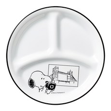 Corelle Brands 康寧餐具 SNOOPY 復刻分隔盤 8吋, 黑色 + 白色, 1個