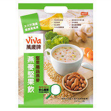 ViVa 萬歲牌 燕麥堅果飲 纖蔬燕麥 原果研磨 顆粒口感 含膳食纖維, 32g, 10包, 1袋