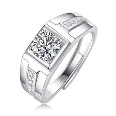 CF Diamond 男戒 莫桑鑽 國際S925銀 比利時8H8A切工 3EX切工