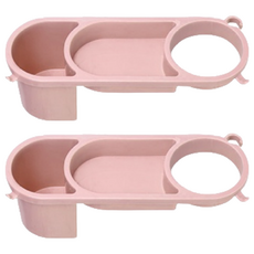 2合1壁掛吹風機置物架 ABS材質 26.5x9.5x8.5cm, 2個, 北歐粉