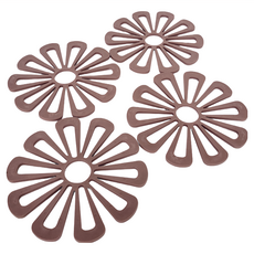 WE CHAMP TPR花朵造型加厚隔熱墊, 4入組, 15.8X15.8cm, 棗色, 1組