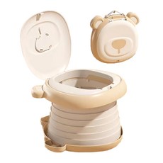 LILIKOKO 哩哩摳摳 兒童旋轉小熊馬桶, 杏仁色 - 可愛造型、方便攜帶的寶寶如廁好幫手