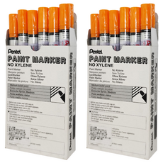 Pentel 飛龍文具 油漆筆 MMP10-F, 橘色墨水, 不含二甲苯, 1色, 2盒