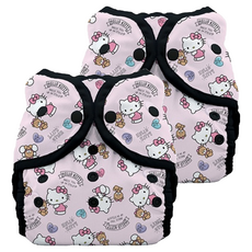 THiRSTiES 壓扣防水尿布兜 SANRIO聯名款 適用於0-9個月（3-8kg）的嬰兒 100%聚酯纖維外層 含聚氨酯防水層（TPU）, Hello Kitty Dear Bear, 2件